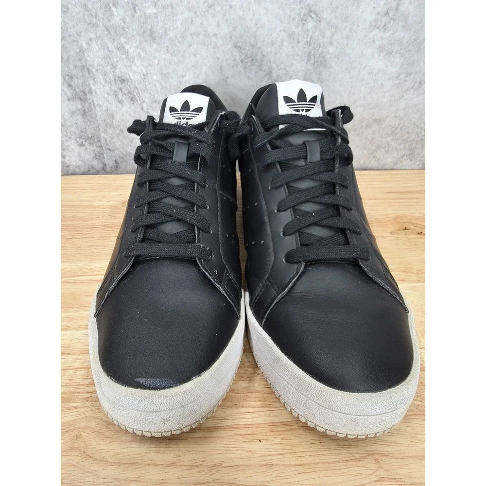 Adidas Court Tourino Sneakers Mens 10 Black White Leather Tennis Shoes H02176